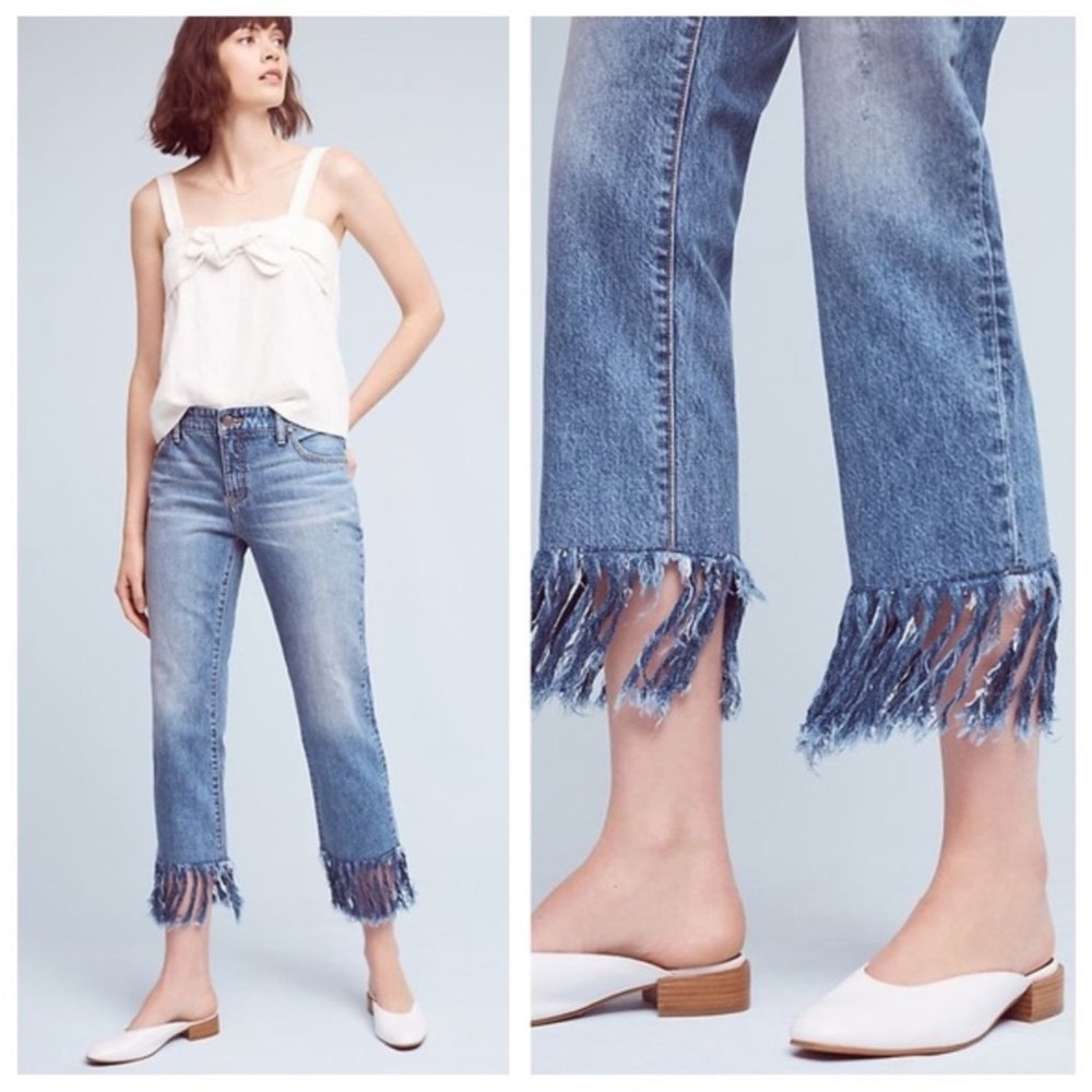 Anthropologie Pilcro and the Letterpress Hyphen Frayed Hem Ankle Cropped Jeans